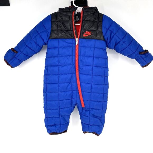 Nike Newborn Baby Bunting Colorblock Puffer Size 0-6 Months - Picture 1 of 11